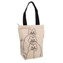Afbeelding in Gallery-weergave laden, duurzame tote bag met rits cute cats vooraanzicht tas