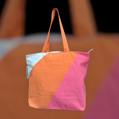 Shopper Magenta Orange 100 procent biologisch katoen uitgvoerd in de kleuren oranje en roze
