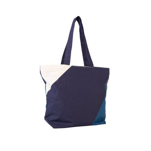 Shopper met rits Indigo Blue biologisch katoen