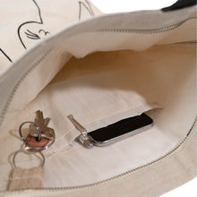 Afbeelding in Gallery-weergave laden, duurzame tote bag met rits cute cats inhoud tas
